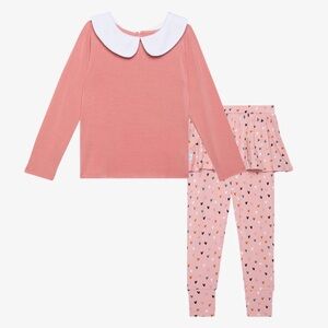 Posh Peanut Cassidy L/S Peterpan Collar T-Shirt & Skirted Legging Set Girl 2T